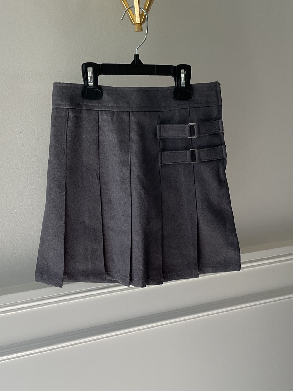 French Toast Black Pleated Skort with Side Buckle Straps